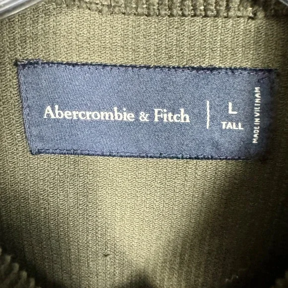 Abercrombie & Fitch Corduroy Shirt Men L Tall Green Cotton Shacket Vintage - Picture 6 of 12